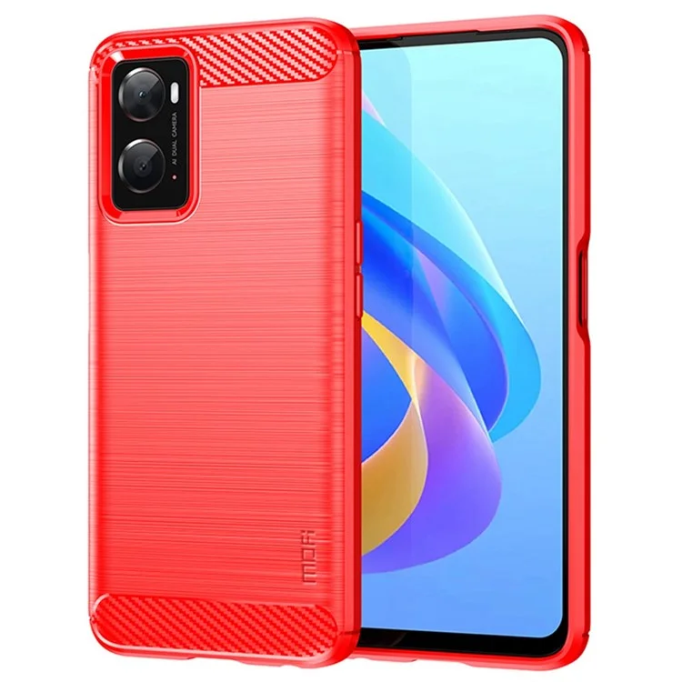 MOFI for Oppo A57 4G / A57s 4G / A57 (2022) 5G / A77 5G / K10 5G / Realme V23 4G / Narzo 50 5G / Q5i Ultra-slim Carbon Fiber Texture Soft TPU Back Cover Brushed Surface Anti-oil Phone Case - Grey-Cellmalls