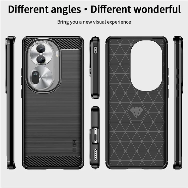 MOFI JK TPU Series-1 For Oppo Reno11 Pro 5G (Global) TPU Phone Case Carbon Fiber Texture Phone Cover - Black-Cellmalls