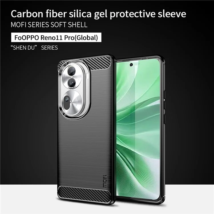 MOFI JK TPU Series-1 For Oppo Reno11 Pro 5G (Global) TPU Phone Case Carbon Fiber Texture Phone Cover - Black-Cellmalls