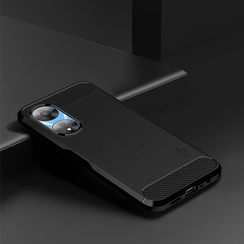 MOFI JK TPU Series-1 Carbon Fiber Back Cover for Oppo A58 5G / A58x 5G / A78 5G Brushed TPU Phone Shell - Black-Cellmalls