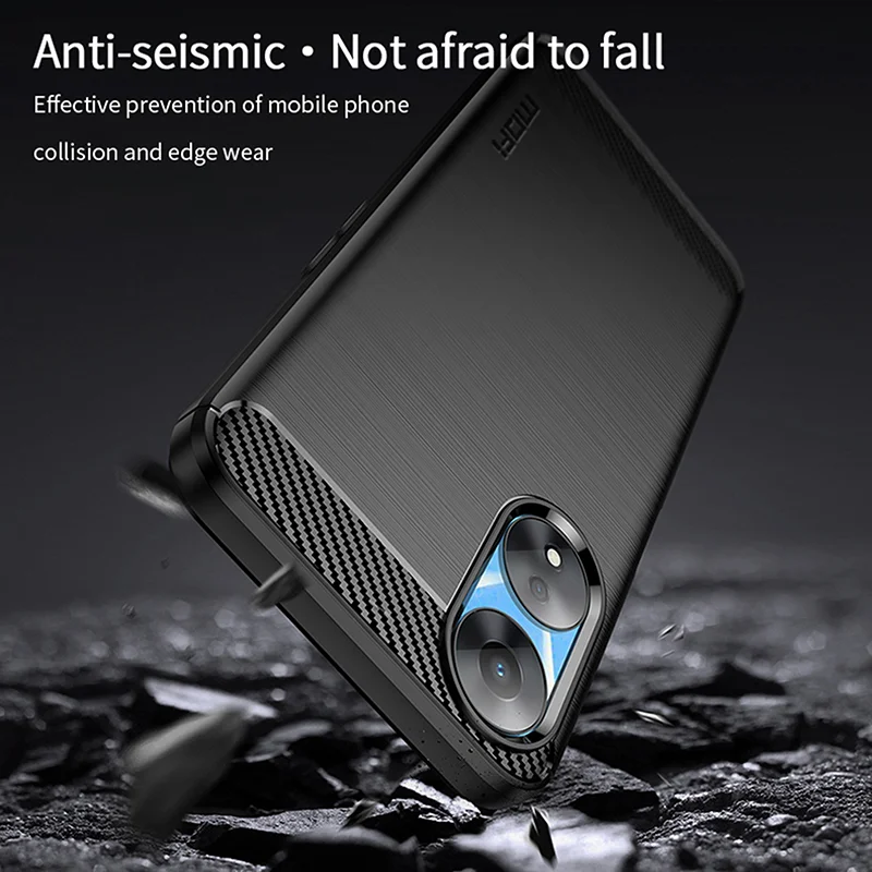 MOFI JK TPU Series-1 Carbon Fiber Back Cover for Oppo A58 5G / A58x 5G / A78 5G Brushed TPU Phone Shell - Black-Cellmalls