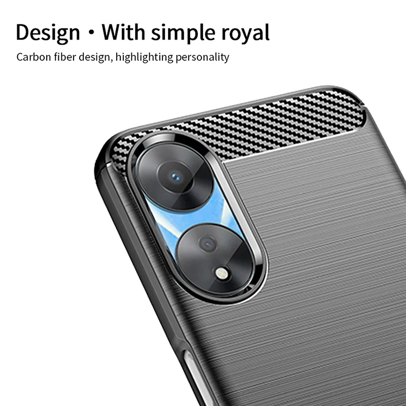 MOFI JK TPU Series-1 Carbon Fiber Back Cover for Oppo A58 5G / A58x 5G / A78 5G Brushed TPU Phone Shell - Black-Cellmalls