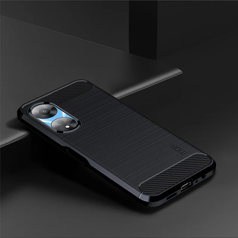 MOFI JK TPU Series-1 Carbon Fiber Back Cover for Oppo A58 5G / A58x 5G / A78 5G Brushed TPU Phone Shell - Black-Cellmalls
