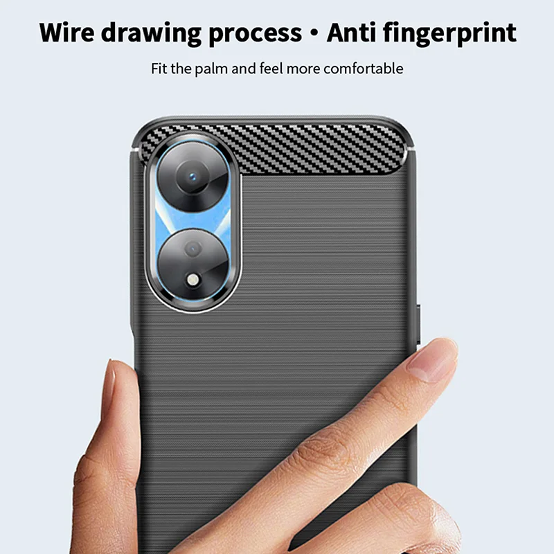 MOFI JK TPU Series-1 Carbon Fiber Back Cover for Oppo A58 5G / A58x 5G / A78 5G Brushed TPU Phone Shell - Black-Cellmalls