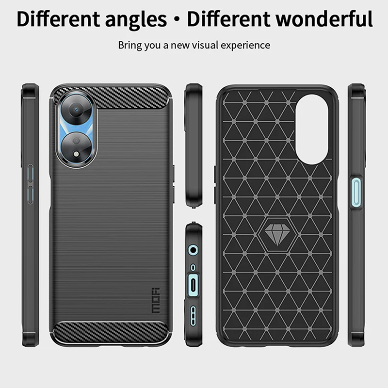 MOFI JK TPU Series-1 Carbon Fiber Back Cover for Oppo A58 5G / A58x 5G / A78 5G Brushed TPU Phone Shell - Black-Cellmalls