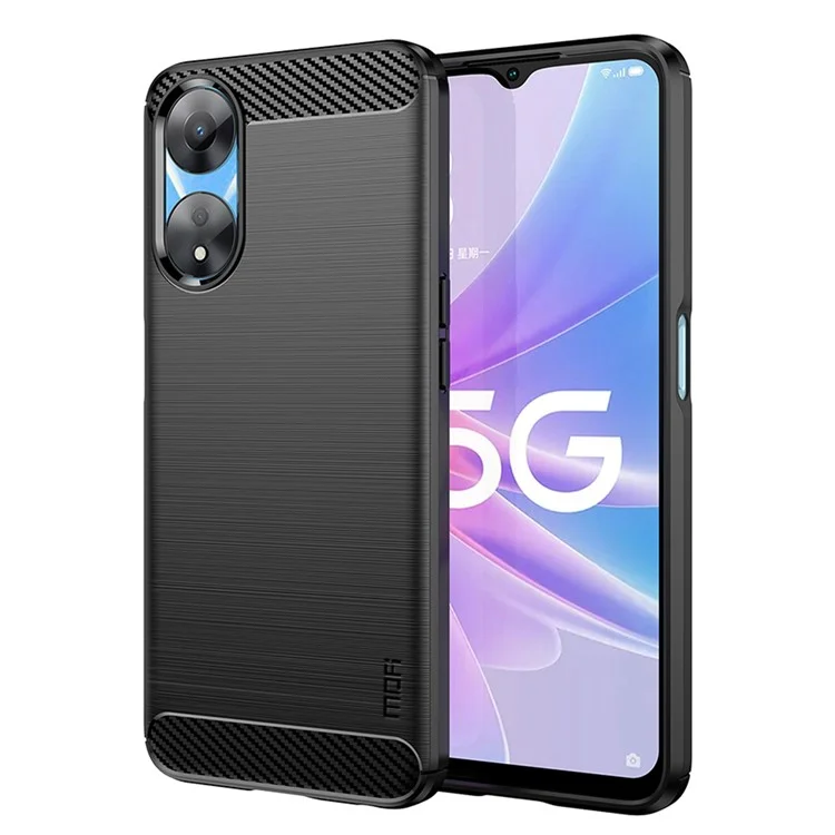 MOFI JK TPU Series-1 Carbon Fiber Back Cover for Oppo A58 5G / A58x 5G / A78 5G Brushed TPU Phone Shell - Black-Cellmalls