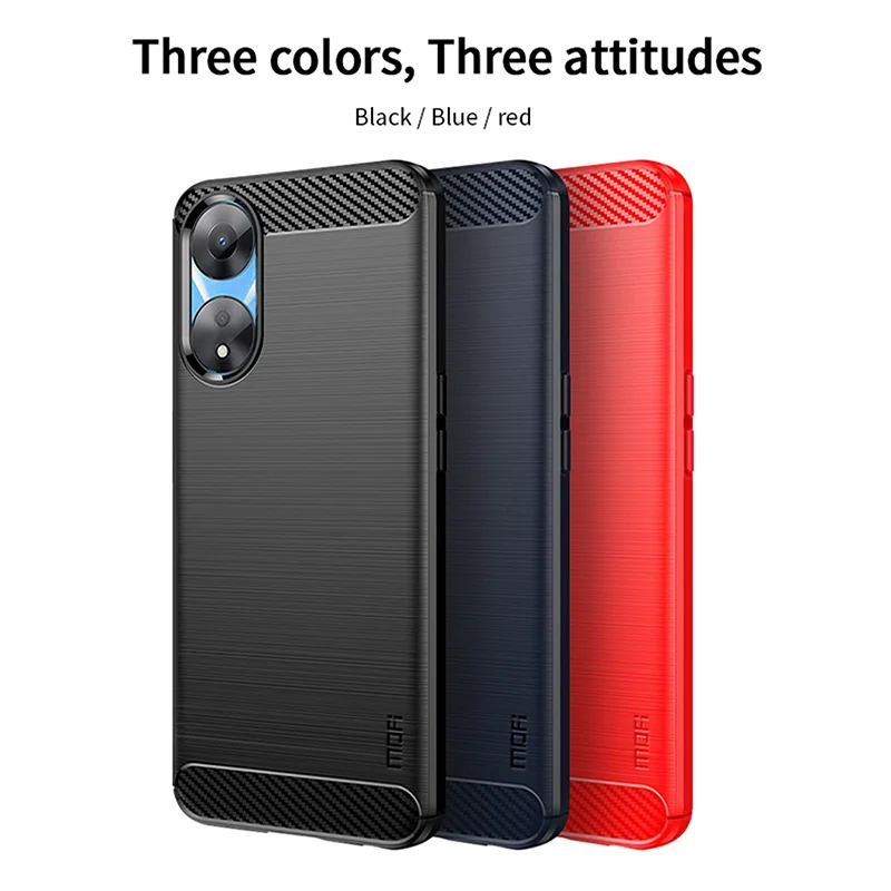 MOFI JK TPU Series-1 Carbon Fiber Back Cover for Oppo A58 5G / A58x 5G / A78 5G Brushed TPU Phone Shell - Black-Cellmalls