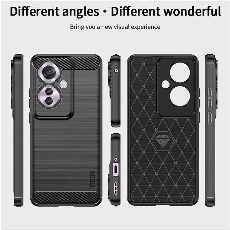 MOFI JK TPU Series-1 For Oppo Reno11 F 5G / F25 Pro 5G Case Brushed TPU Carbon Fiber Design Phone Cover - Red-Cellmalls