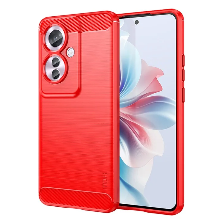 MOFI JK TPU Series-1 For Oppo Reno11 F 5G / F25 Pro 5G Case Brushed TPU Carbon Fiber Design Phone Cover - Red-Cellmalls