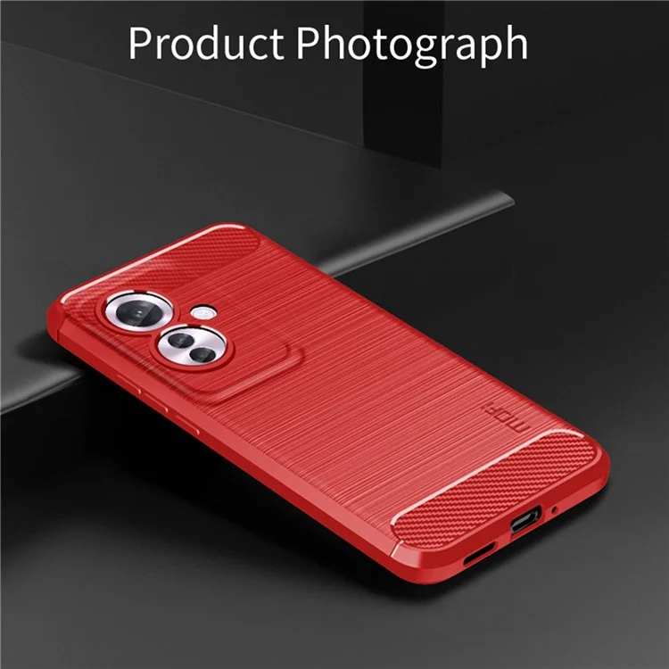MOFI JK TPU Series-1 For Oppo Reno11 F 5G / F25 Pro 5G Case Brushed TPU Carbon Fiber Design Phone Cover - Red-Cellmalls