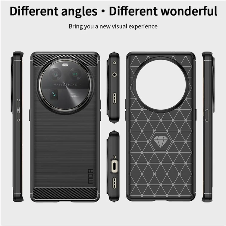 MOFI JK TPU Series-1 For Oppo Find X6 Flexible TPU Slim Fit Phone Case Carbon Fiber Brushed Texture Cover - Black-Cellmalls