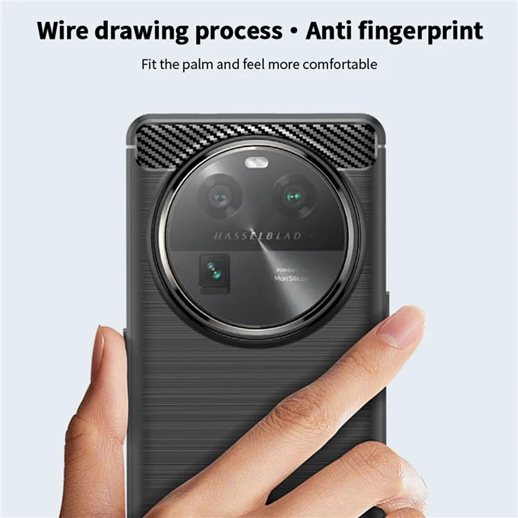 MOFI JK TPU Series-1 For Oppo Find X6 Flexible TPU Slim Fit Phone Case Carbon Fiber Brushed Texture Cover - Black-Cellmalls