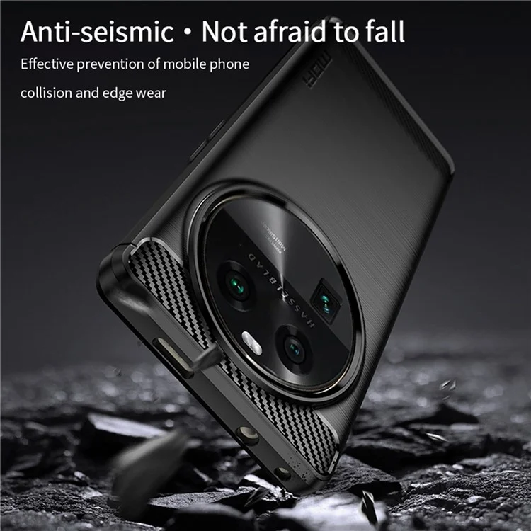 MOFI JK TPU Series-1 For Oppo Find X6 Flexible TPU Slim Fit Phone Case Carbon Fiber Brushed Texture Cover - Black-Cellmalls
