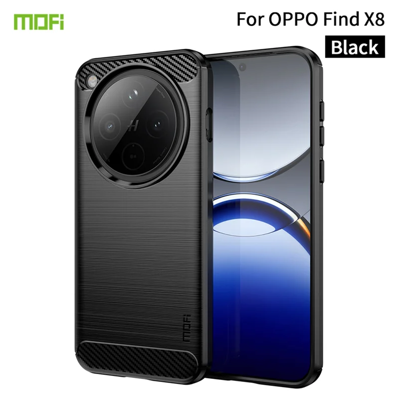 For Oppo Find X8 5G Back Cover MOFI Brushed Texture Carbon Fiber Soft TPU Case - Black-Cellmalls