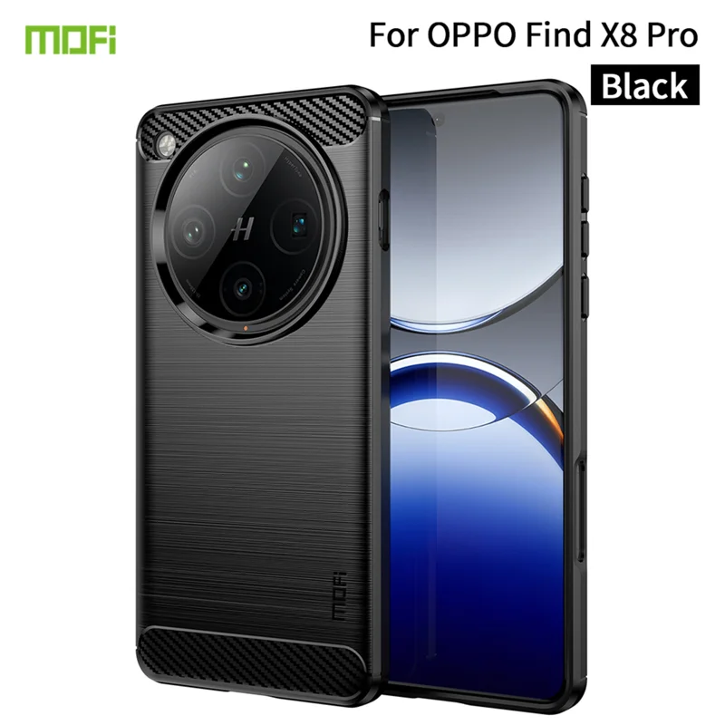 For Oppo Find X8 Pro 5G Back Cover MOFI Brushed Texture Carbon Fiber Soft TPU Case - Black-Cellmalls