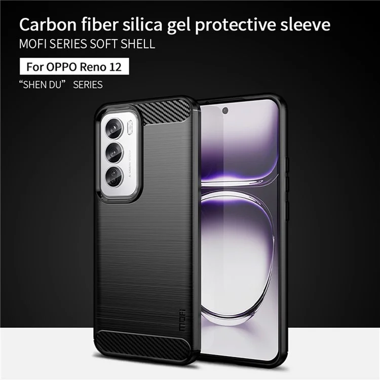 MOFI JK TPU Series-1 For Oppo Reno12 5G (Global) Case Carbon Fiber Texture TPU Soft Phone Cover - Black-Cellmalls