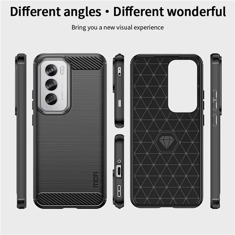 MOFI JK TPU Series-1 For Oppo Reno12 5G (Global) Case Carbon Fiber Texture TPU Soft Phone Cover - Black-Cellmalls