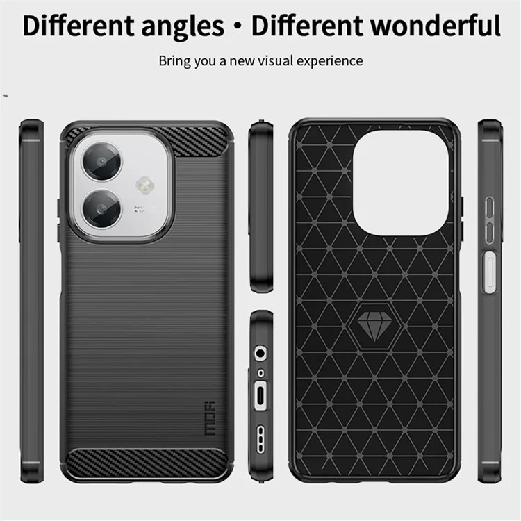 MOFI JK TPU Series-1 For Oppo A3x 5G Case Carbon Fiber Texture TPU Soft Phone Cover - Black-Cellmalls