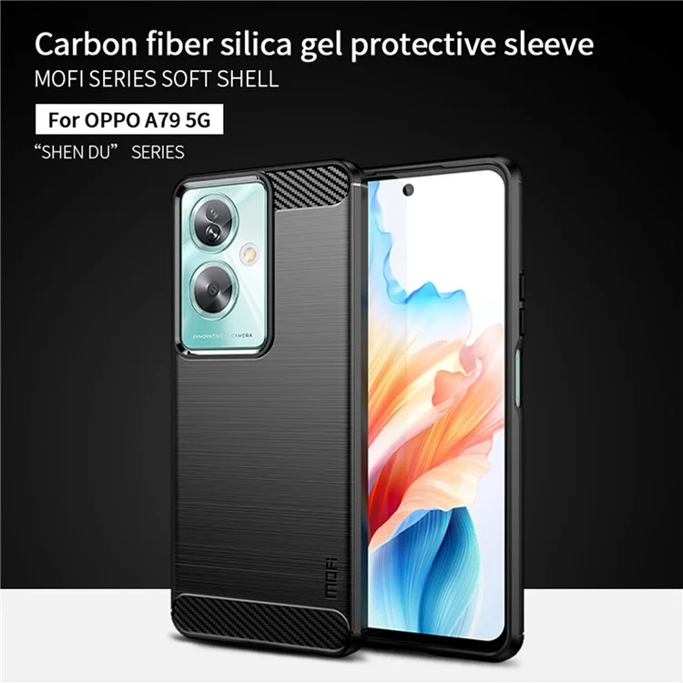 MOFI JK TPU Series-1 For Oppo A79 5G / A2 5G TPU Phone Case Carbon Fiber Texture Cover - Blue-Cellmalls