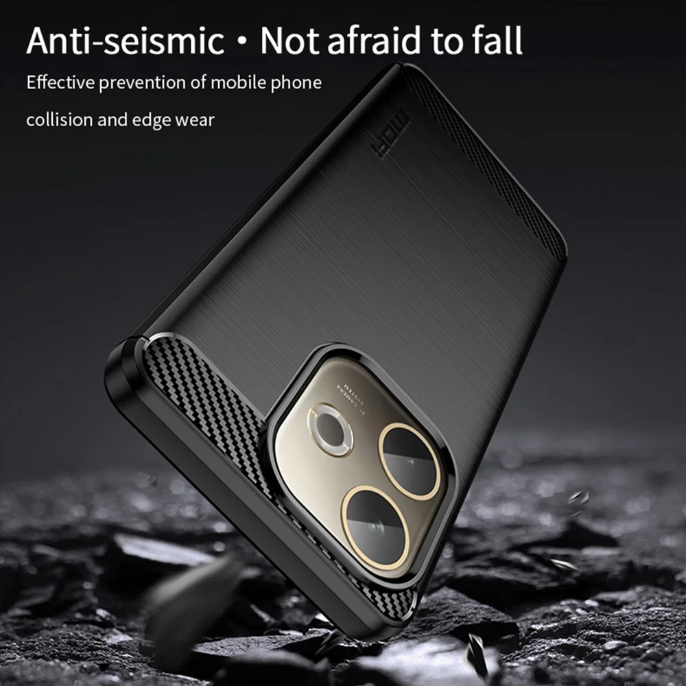 For Oppo A5 Pro 4G (Global) / 5G (Global) / A5 Energy 5G (China) Back Cover MOFI Brushed Texture Carbon Fiber Soft TPU Case - Black-Cellmalls