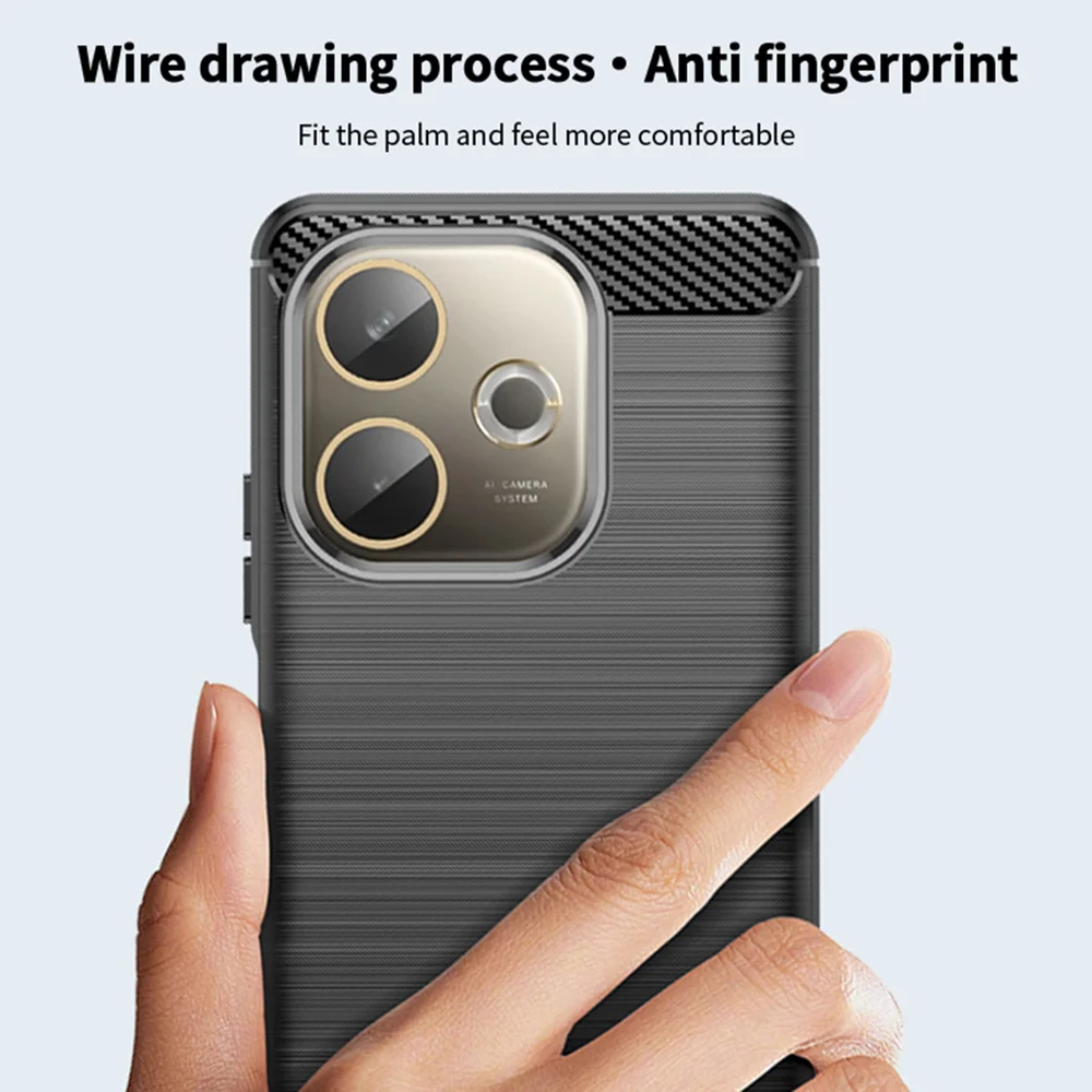 For Oppo A5 Pro 4G (Global) / 5G (Global) / A5 Energy 5G (China) Back Cover MOFI Brushed Texture Carbon Fiber Soft TPU Case - Black-Cellmalls