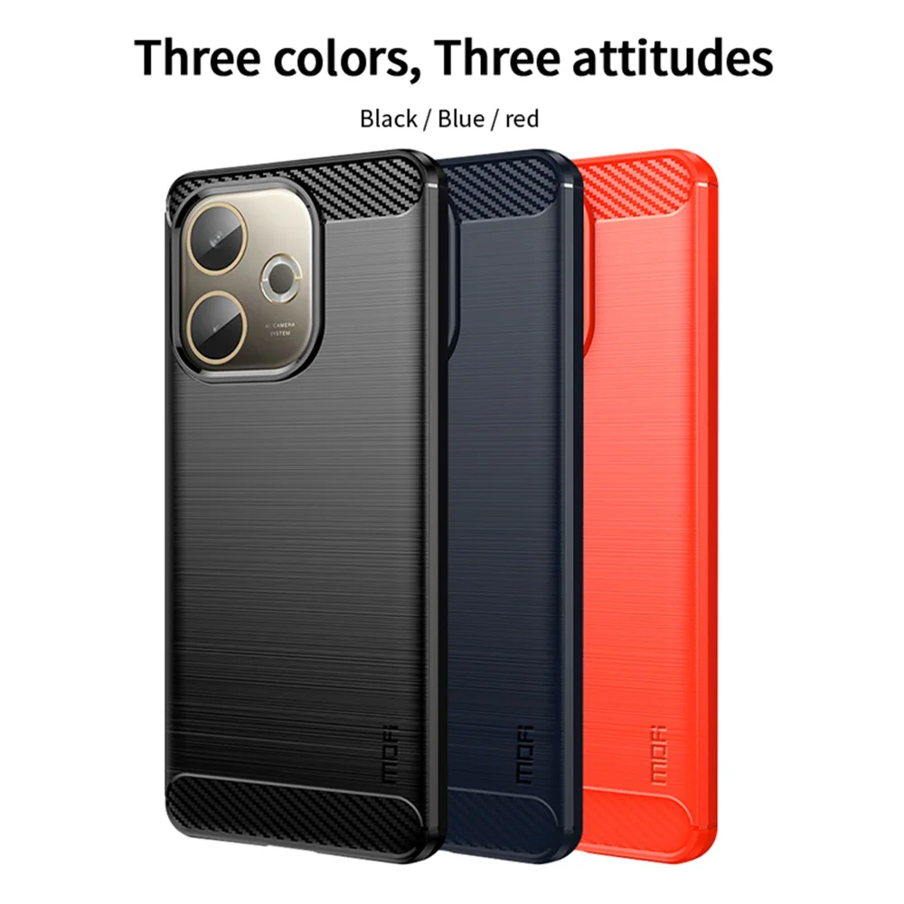 For Oppo A5 Pro 4G (Global) / 5G (Global) / A5 Energy 5G (China) Back Cover MOFI Brushed Texture Carbon Fiber Soft TPU Case - Black-Cellmalls