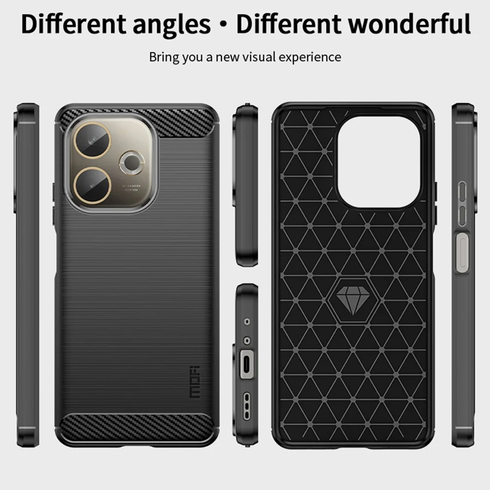 For Oppo A5 Pro 4G (Global) / 5G (Global) / A5 Energy 5G (China) Back Cover MOFI Brushed Texture Carbon Fiber Soft TPU Case - Black-Cellmalls