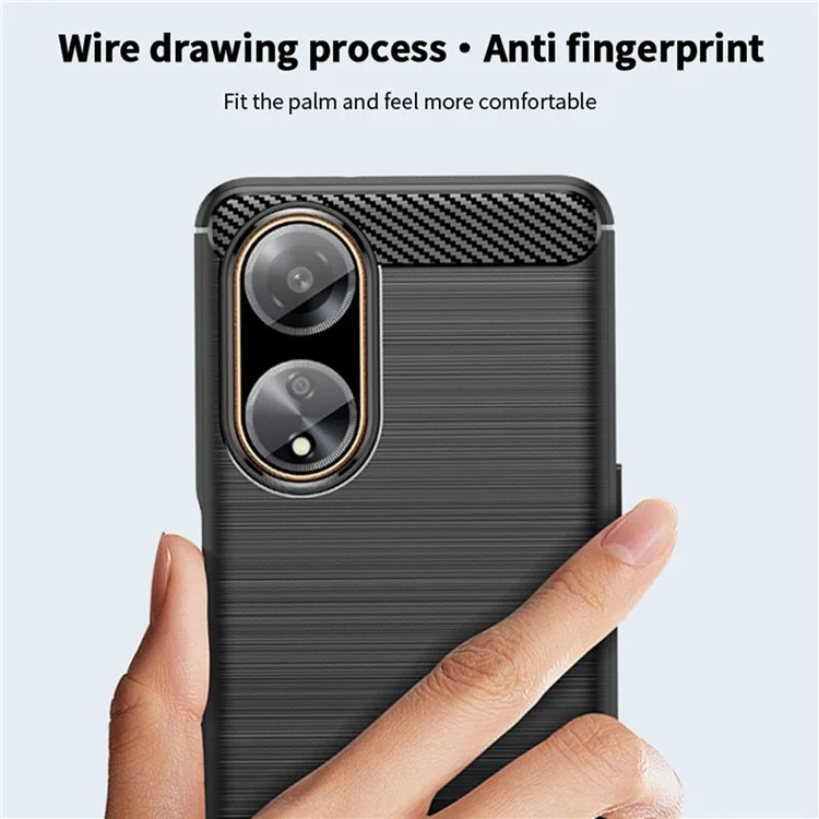 MOFI JK TPU Series-1 Soft TPU Phone Case for Oppo A1 5G Carbon Fiber Brushed Anti-Drop Phone Cover - Black-Cellmalls