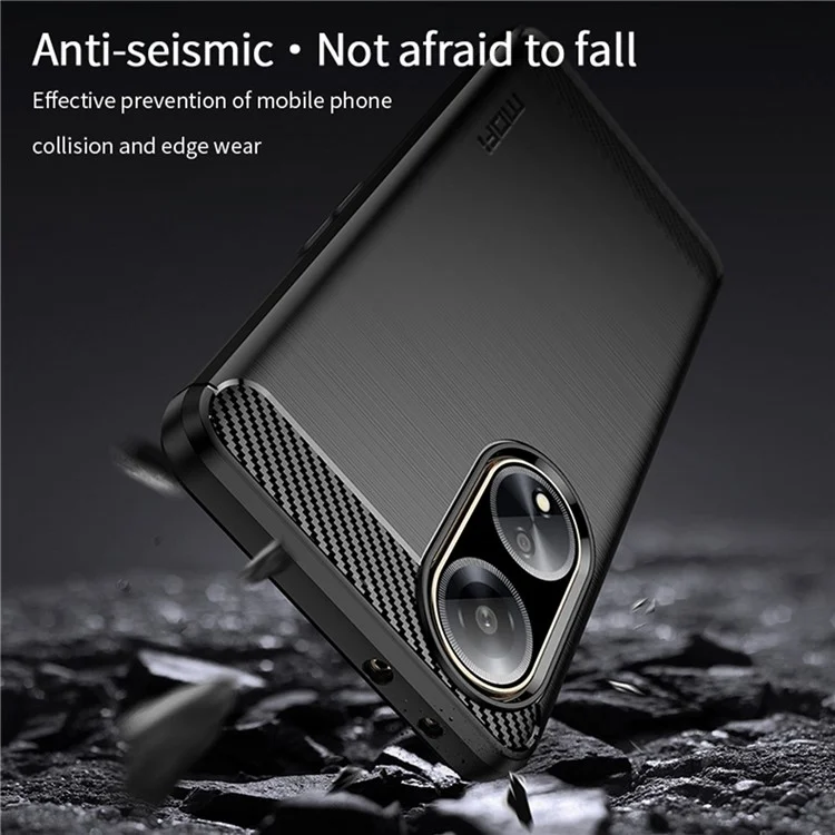 MOFI JK TPU Series-1 Soft TPU Phone Case for Oppo A1 5G Carbon Fiber Brushed Anti-Drop Phone Cover - Black-Cellmalls