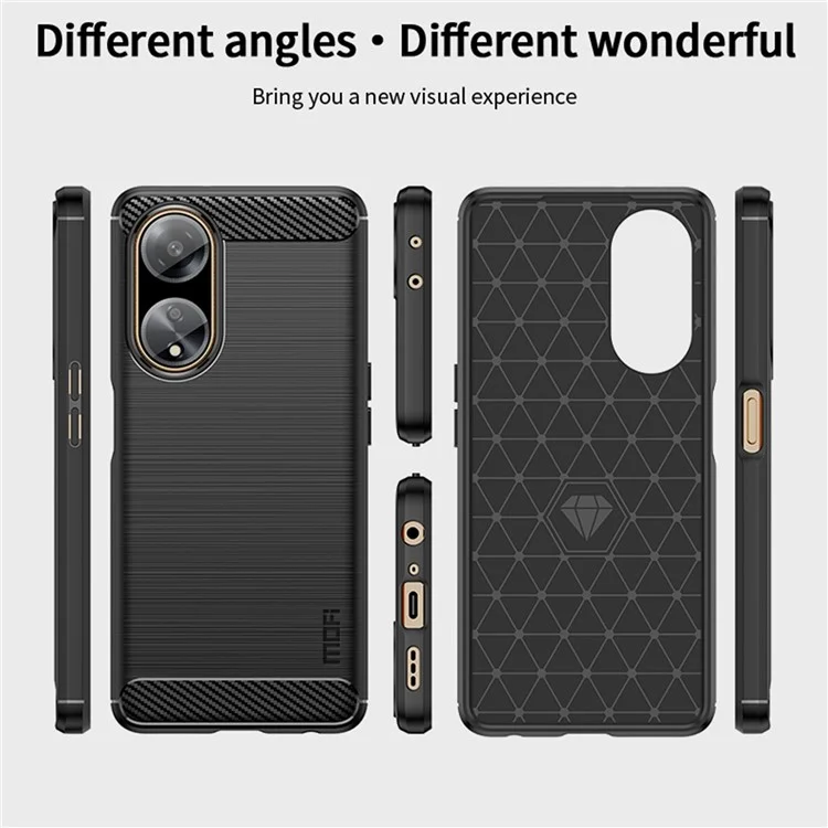 MOFI JK TPU Series-1 Soft TPU Phone Case for Oppo A1 5G Carbon Fiber Brushed Anti-Drop Phone Cover - Black-Cellmalls