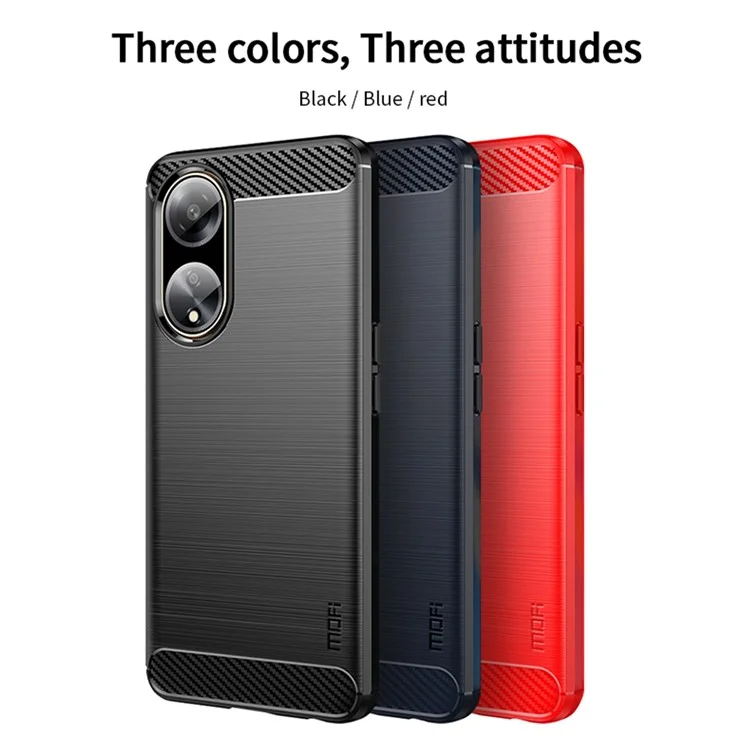 MOFI JK TPU Series-1 Soft TPU Phone Case for Oppo A1 5G Carbon Fiber Brushed Anti-Drop Phone Cover - Black-Cellmalls