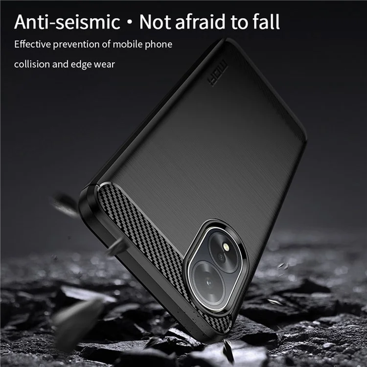 MOFI JK TPU Series-1 For Oppo A38 4G Slim-Fit TPU Case Carbon Fiber Texture Cell Phone Cover - Black-Cellmalls