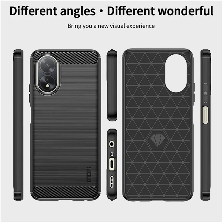 MOFI JK TPU Series-1 For Oppo A38 4G Slim-Fit TPU Case Carbon Fiber Texture Cell Phone Cover - Black-Cellmalls