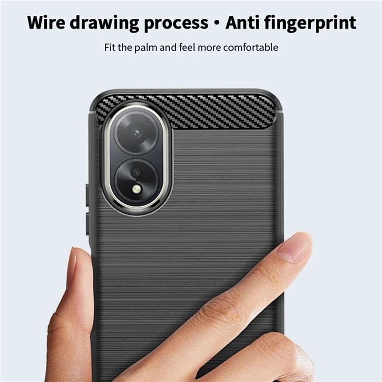 MOFI JK TPU Series-1 For Oppo A38 4G Slim-Fit TPU Case Carbon Fiber Texture Cell Phone Cover - Black-Cellmalls