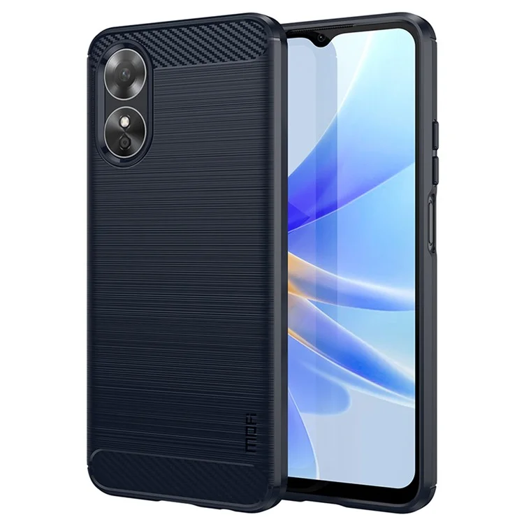 MOFI JK TPU Series-1 for Oppo A17k 4G / A17 4G Carbon Fiber Texture Flexible TPU Case Anti-scratch Brushed Phone Back Cover - Black-Cellmalls