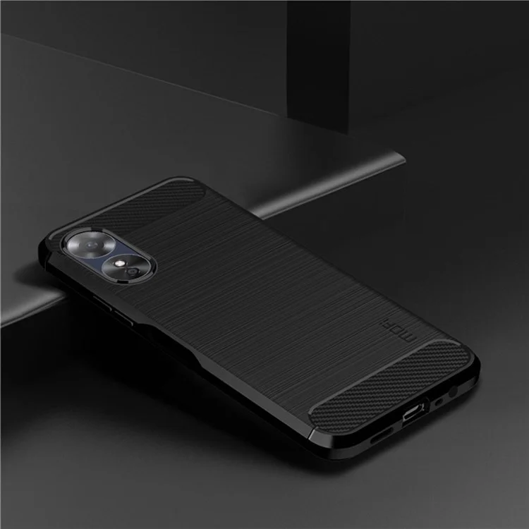 MOFI JK TPU Series-1 for Oppo A17k 4G / A17 4G Carbon Fiber Texture Flexible TPU Case Anti-scratch Brushed Phone Back Cover - Black-Cellmalls
