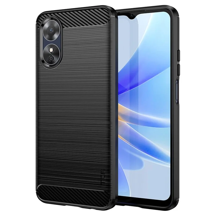 MOFI JK TPU Series-1 for Oppo A17k 4G / A17 4G Carbon Fiber Texture Flexible TPU Case Anti-scratch Brushed Phone Back Cover - Black-Cellmalls