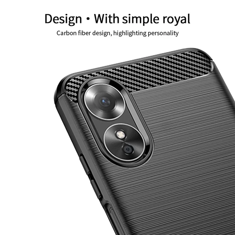 MOFI JK TPU Series-1 for Oppo A17k 4G / A17 4G Carbon Fiber Texture Flexible TPU Case Anti-scratch Brushed Phone Back Cover - Black-Cellmalls