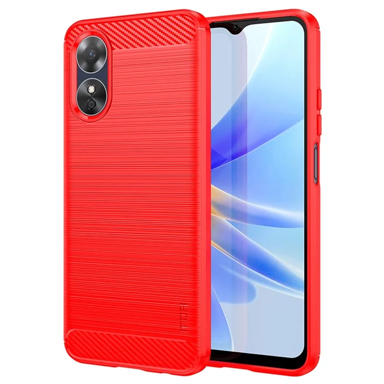 MOFI JK TPU Series-1 for Oppo A17k 4G / A17 4G Carbon Fiber Texture Flexible TPU Case Anti-scratch Brushed Phone Back Cover - Black-Cellmalls
