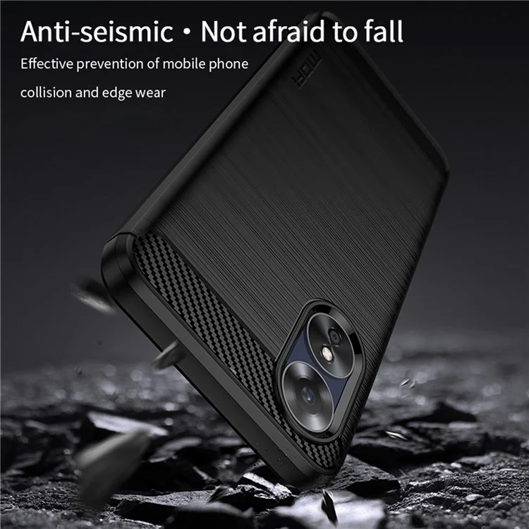 MOFI JK TPU Series-1 for Oppo A17k 4G / A17 4G Carbon Fiber Texture Flexible TPU Case Anti-scratch Brushed Phone Back Cover - Black-Cellmalls