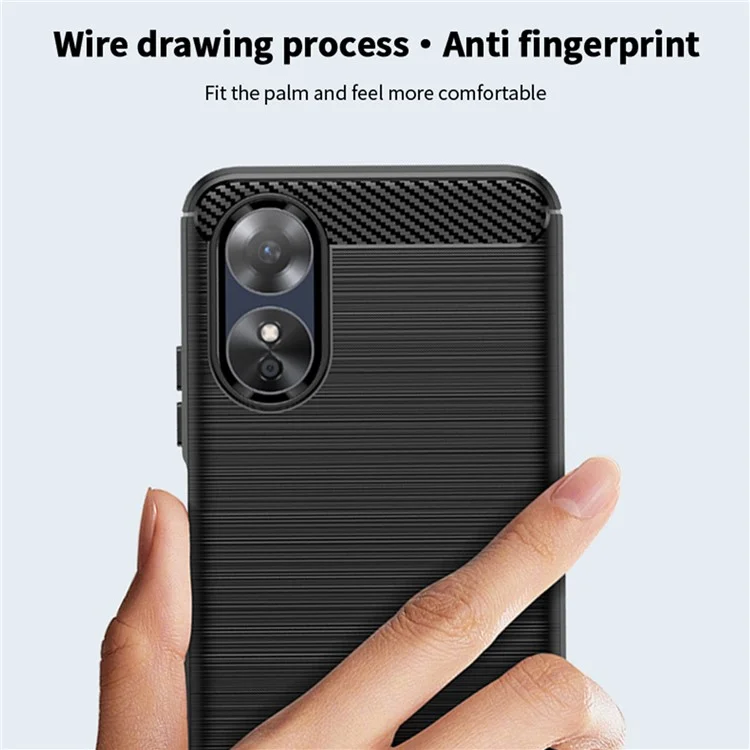 MOFI JK TPU Series-1 for Oppo A17k 4G / A17 4G Carbon Fiber Texture Flexible TPU Case Anti-scratch Brushed Phone Back Cover - Black-Cellmalls