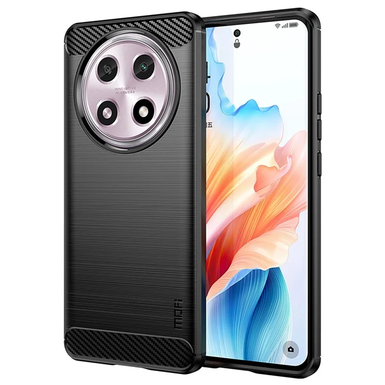 MOFI JK TPU Series-1 For Oppo A2 Pro 5G TPU Case Carbon Fiber Texture Phone Cover - Black-Cellmalls