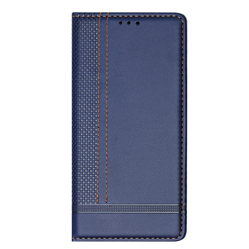 For Oppo Reno13 F 5G Case L-Shaped Grid Pattern Leather Stand Phone Cover with Card Slots - Blue-Cellmalls