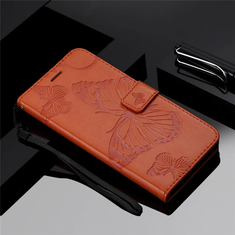 For Oppo Reno6 5G Wallet Case Floral Butterfly Imprinted Leather Phone Cover Stand - Orange-Cellmalls