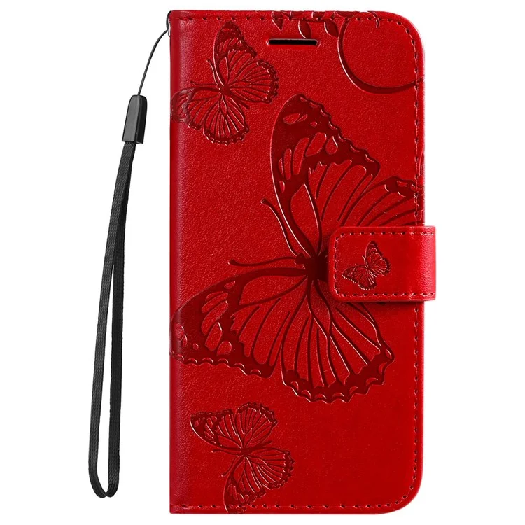 For Oppo A57 (2022) 5G / A77 5G / Realme V23 5G Case Solid Color Leather Mobile Cover Wallet Stand with Strap - Red-Cellmalls
