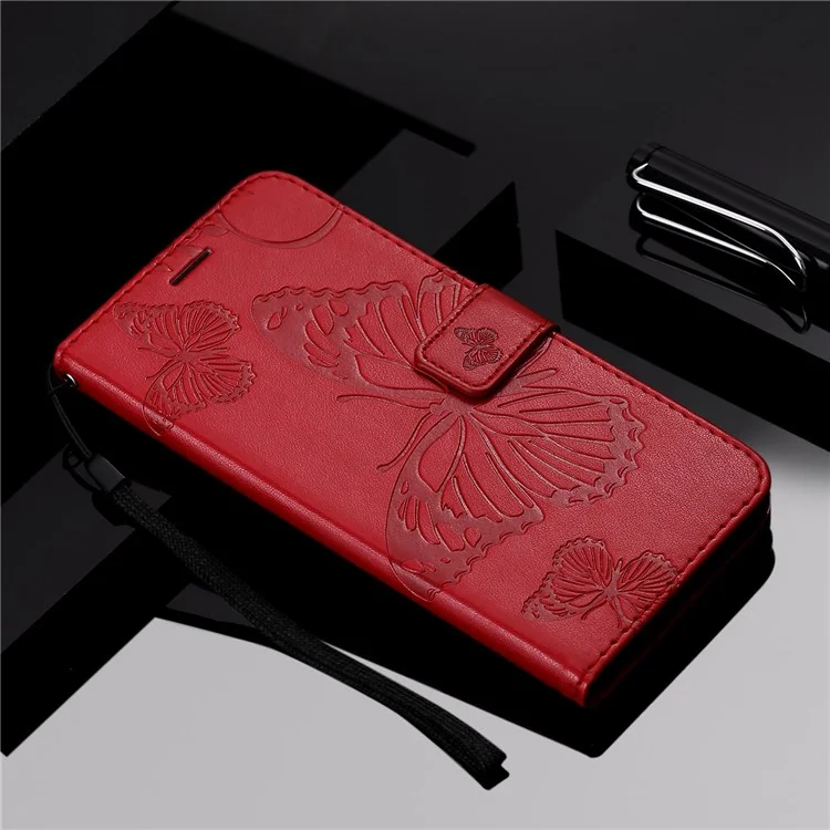 For Oppo A57 (2022) 5G / A77 5G / Realme V23 5G Case Solid Color Leather Mobile Cover Wallet Stand with Strap - Red-Cellmalls