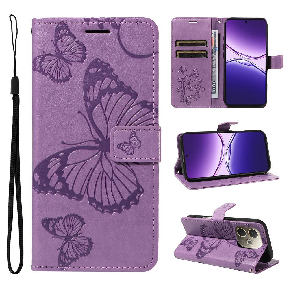 For Oppo A5 Pro 4G (Global) / 5G (Global) / A5 Energy 5G (China) Wallet Case Floral Butterfly Imprinted Leather Phone Cover - Green-Cellmalls