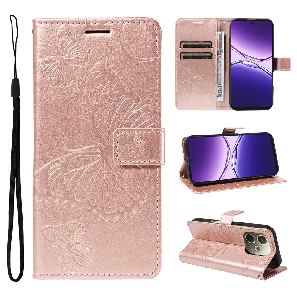 For Oppo A5 Pro 4G (Global) / 5G (Global) / A5 Energy 5G (China) Wallet Case Floral Butterfly Imprinted Leather Phone Cover - Green-Cellmalls