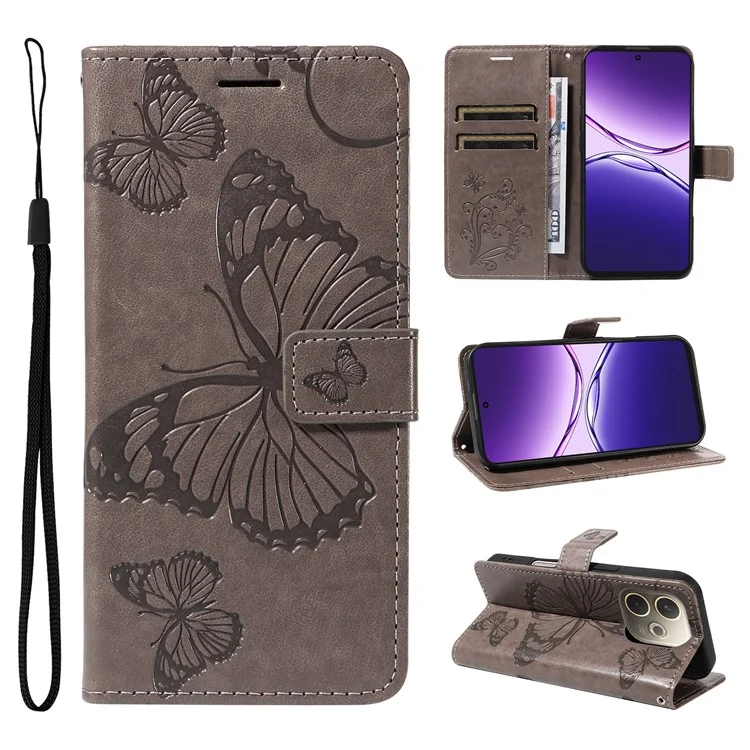 For Oppo A5 Pro 4G (Global) / 5G (Global) / A5 Energy 5G (China) Wallet Case Floral Butterfly Imprinted Leather Phone Cover - Green-Cellmalls