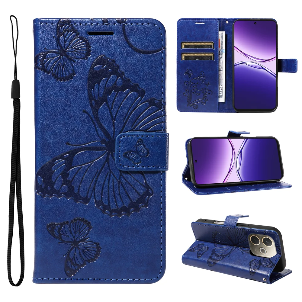 For Oppo A5 Pro 4G (Global) / 5G (Global) / A5 Energy 5G (China) Wallet Case Floral Butterfly Imprinted Leather Phone Cover - Green-Cellmalls